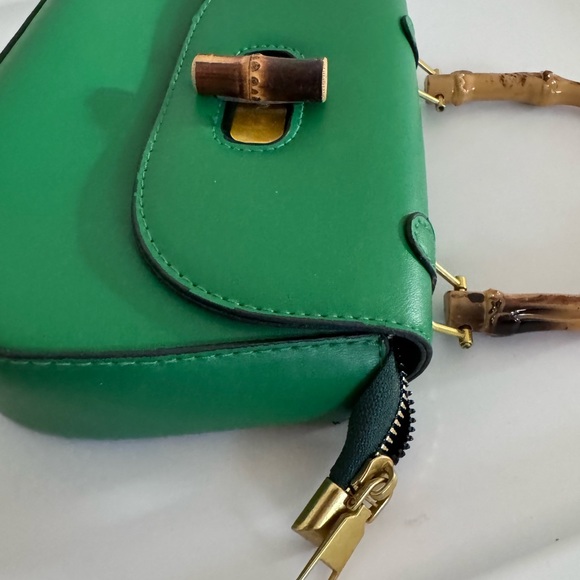 EUC Womens Tote Bag,Bamboo Shaped Top Handle Satchel Crossbody small green - Picture 8 of 9